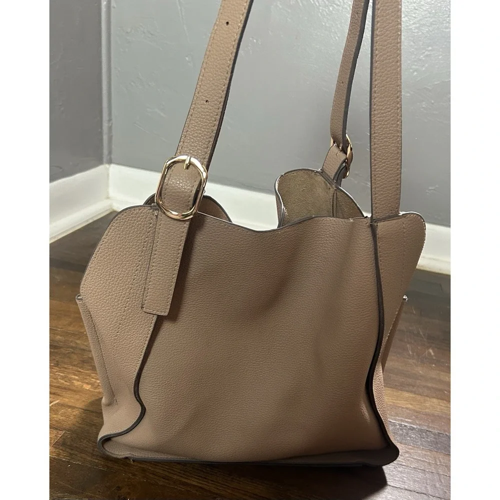 Susan Robert's Squared Beige/pink Slouchy Hobo Leather Bag Boho Western Timeless